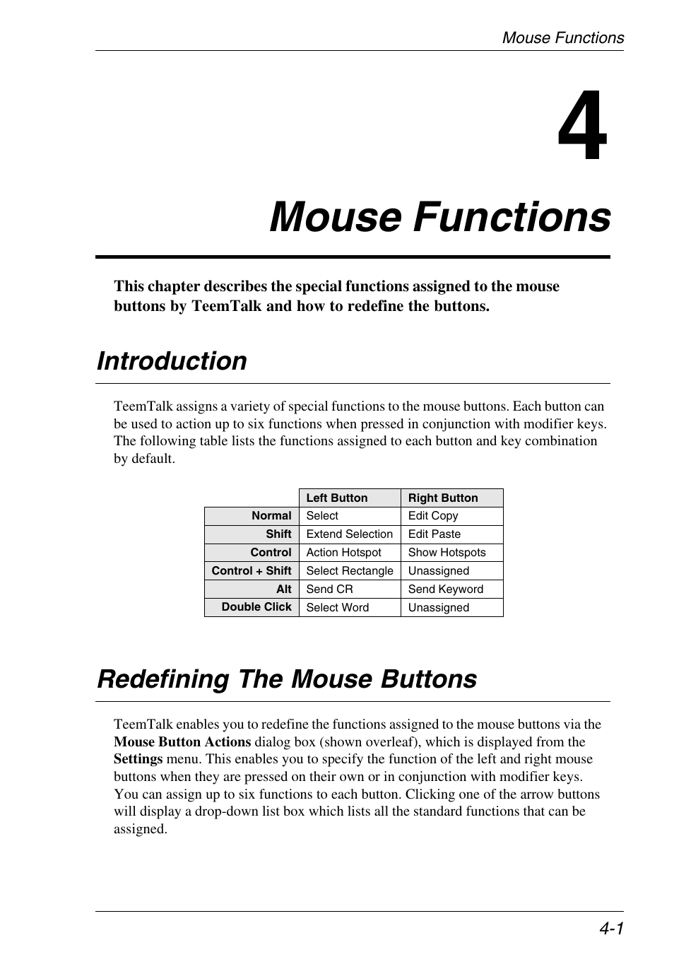 Mouse functions, Introduction, Redefining the mouse buttons | Using mouse, Default, Mouse functions -1, Introduction -1, Redefining the mouse buttons -1 | Xerox -05W User Manual | Page 59 / 370