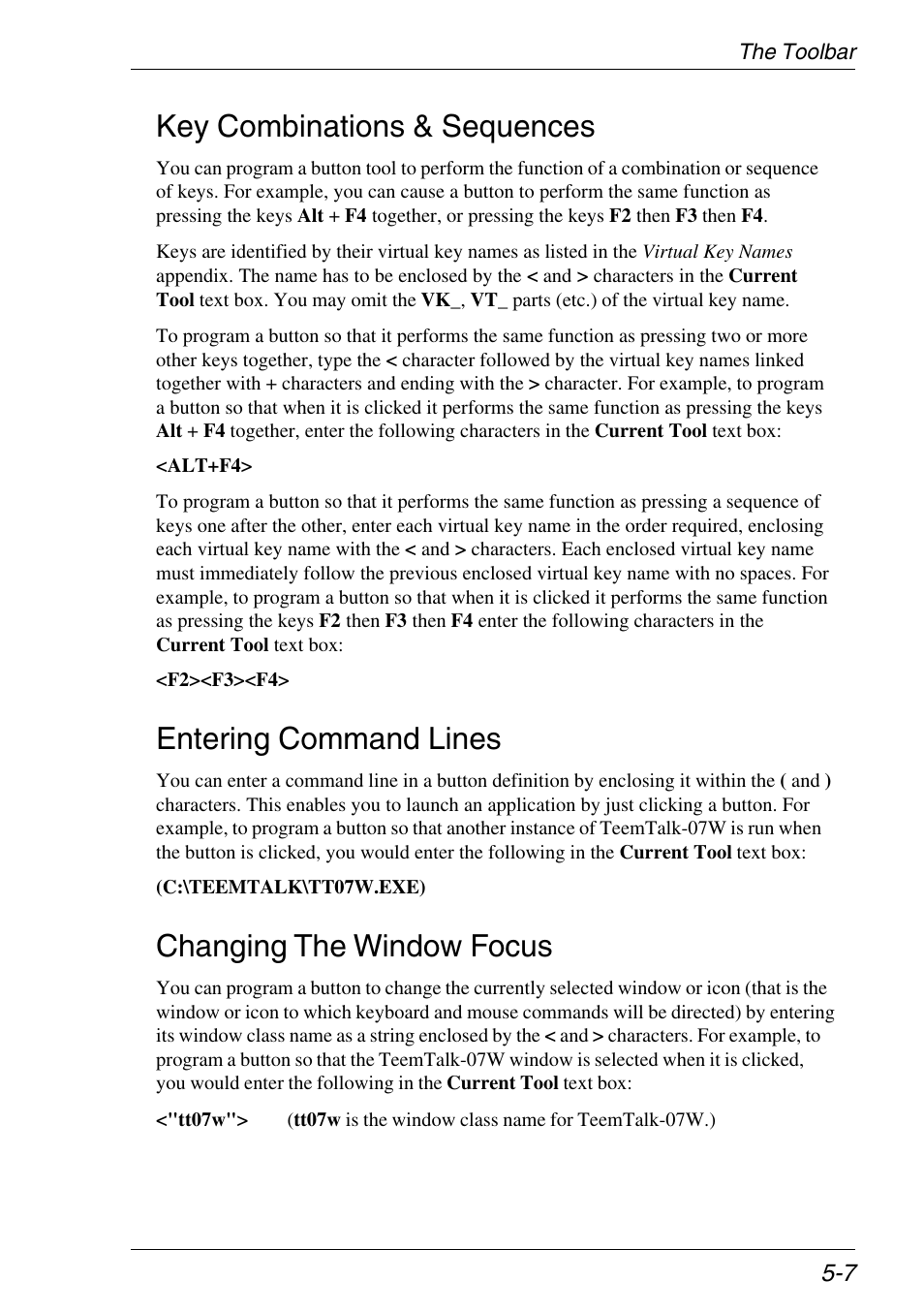 Key combinations & sequences, Entering command lines, Changing the window focus | Xerox -05W User Manual | Page 69 / 370