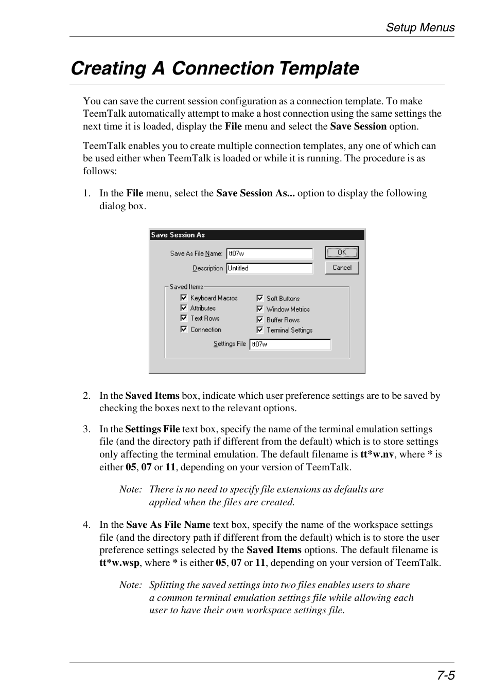 Creating a connection template, Save session, Saving settings | Creating a connection template -5 | Xerox -05W User Manual | Page 79 / 370