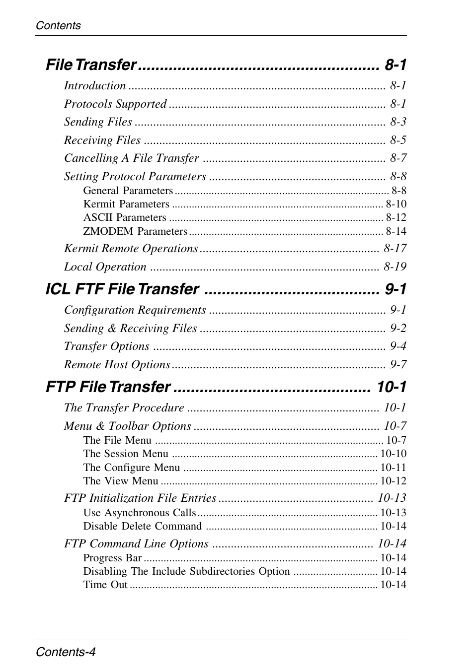 File transfer -1, Icl ftf file transfer -1, Ftp file transfer -1 | Xerox -05W User Manual | Page 8 / 370