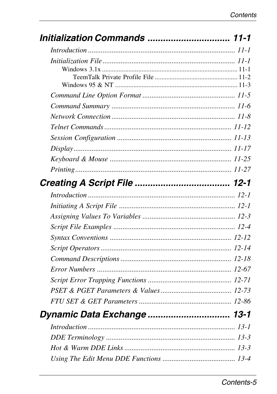 Initialization commands -1, Creating a script file -1, Dynamic data exchange -1 | Xerox -05W User Manual | Page 9 / 370