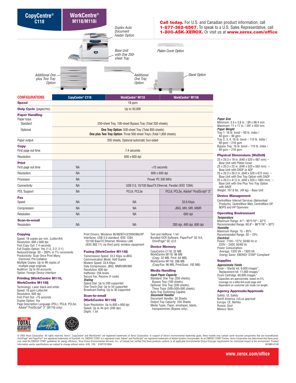 Workcentre, Copycentre, C118 | Xerox M118 User Manual | Page 4 / 4