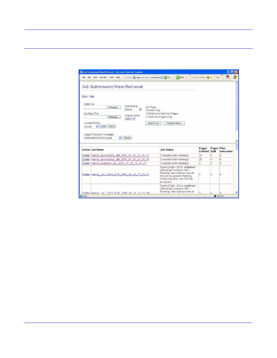 Job submission - lower frame | Xerox 5 User Manual | Page 40 / 104