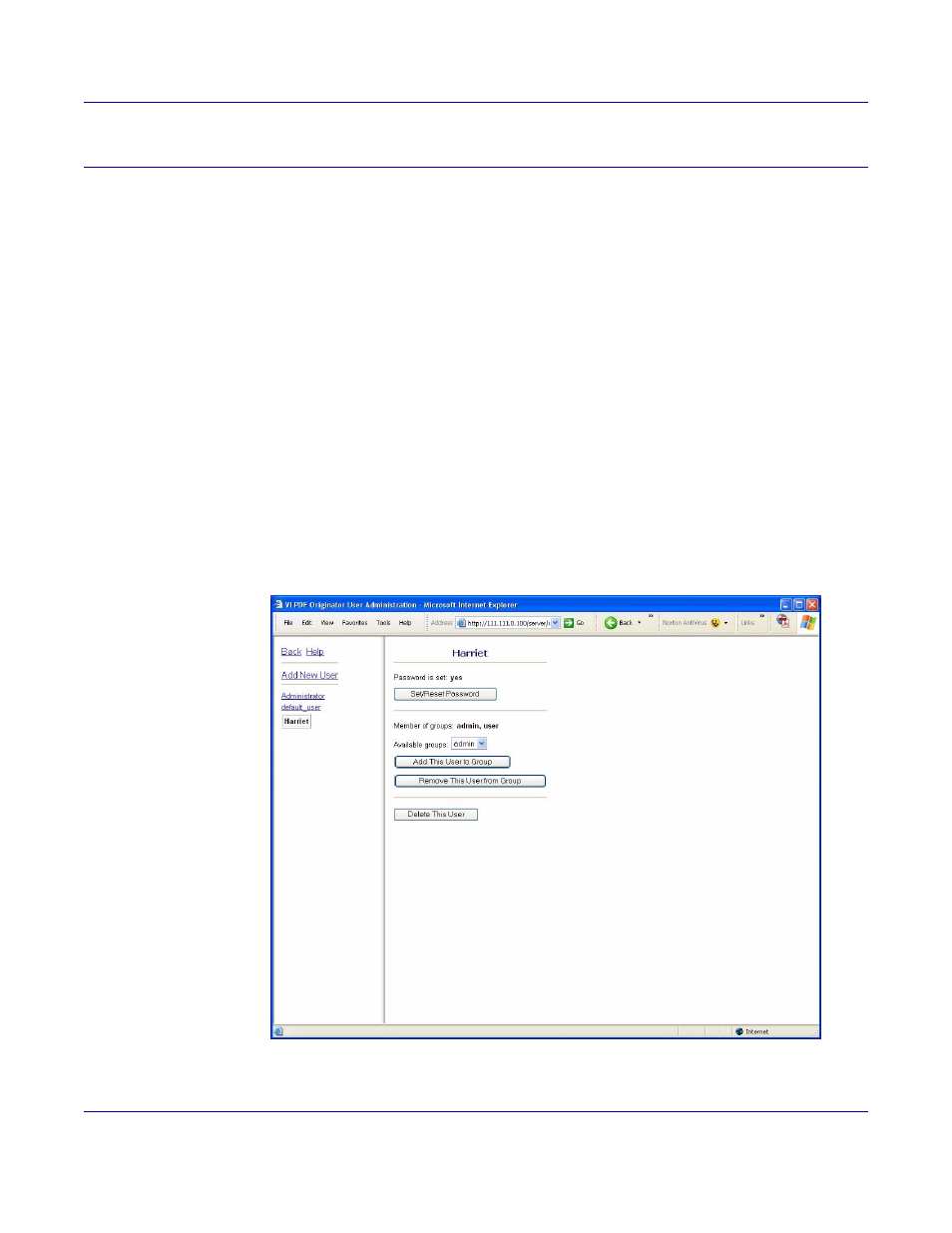 User administration, User, Administration | Xerox 5 User Manual | Page 43 / 104