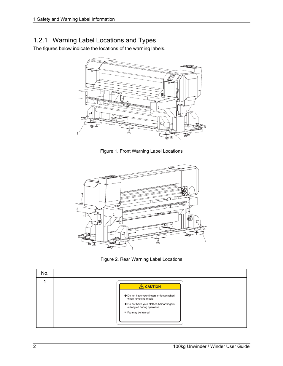 1 warning label locations and types, 1 warning, Label | Locations and types | Xerox 8264E  EN User Manual | Page 6 / 30