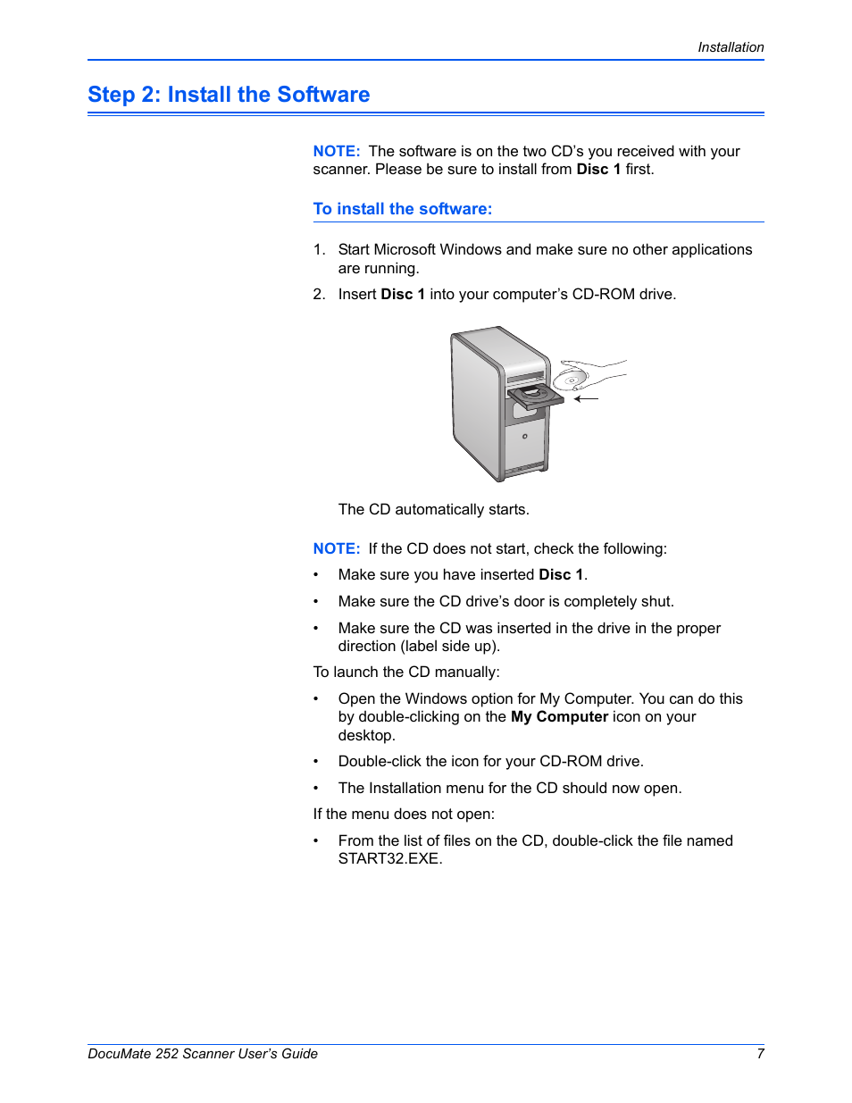 Step 2: install the software | Xerox DOCUMATE 252 User Manual | Page 12 / 133