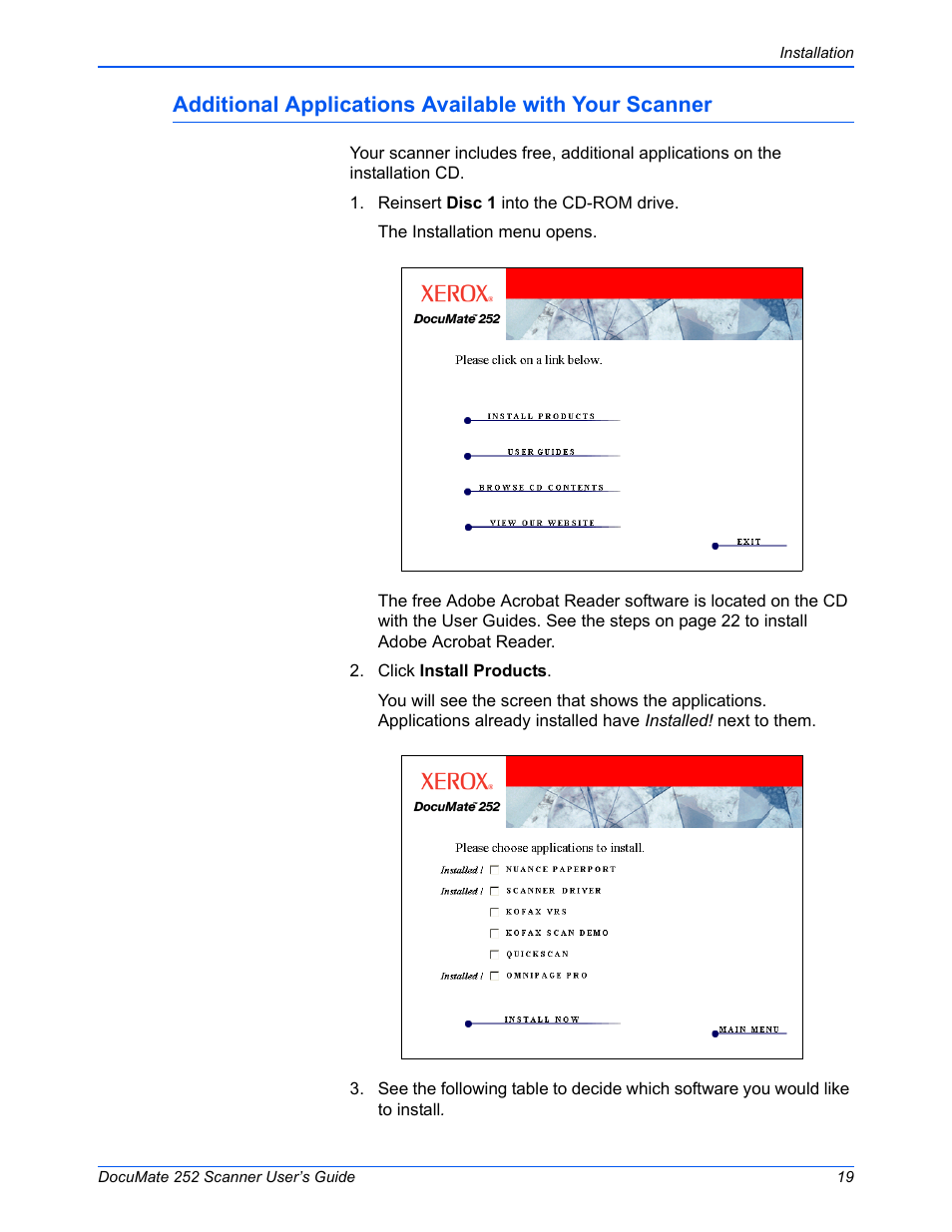 Xerox DOCUMATE 252 User Manual | Page 24 / 133