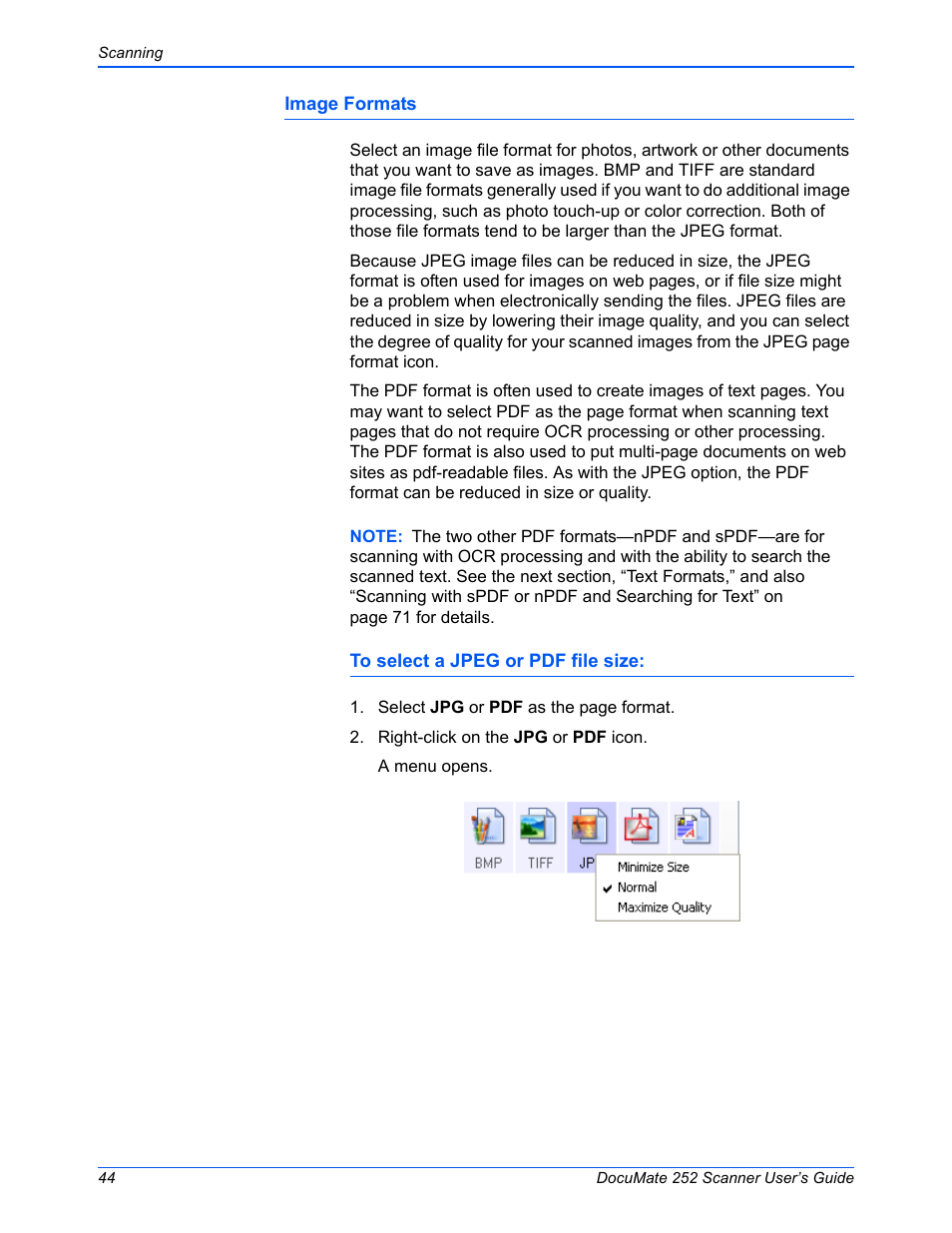 Xerox DOCUMATE 252 User Manual | Page 49 / 133
