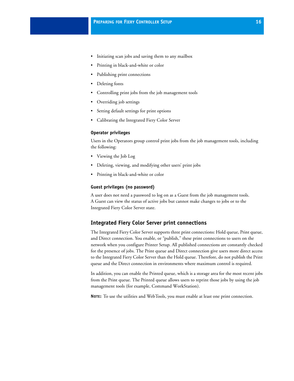 Integrated fiery color server print connections | Xerox 700 User Manual | Page 16 / 80