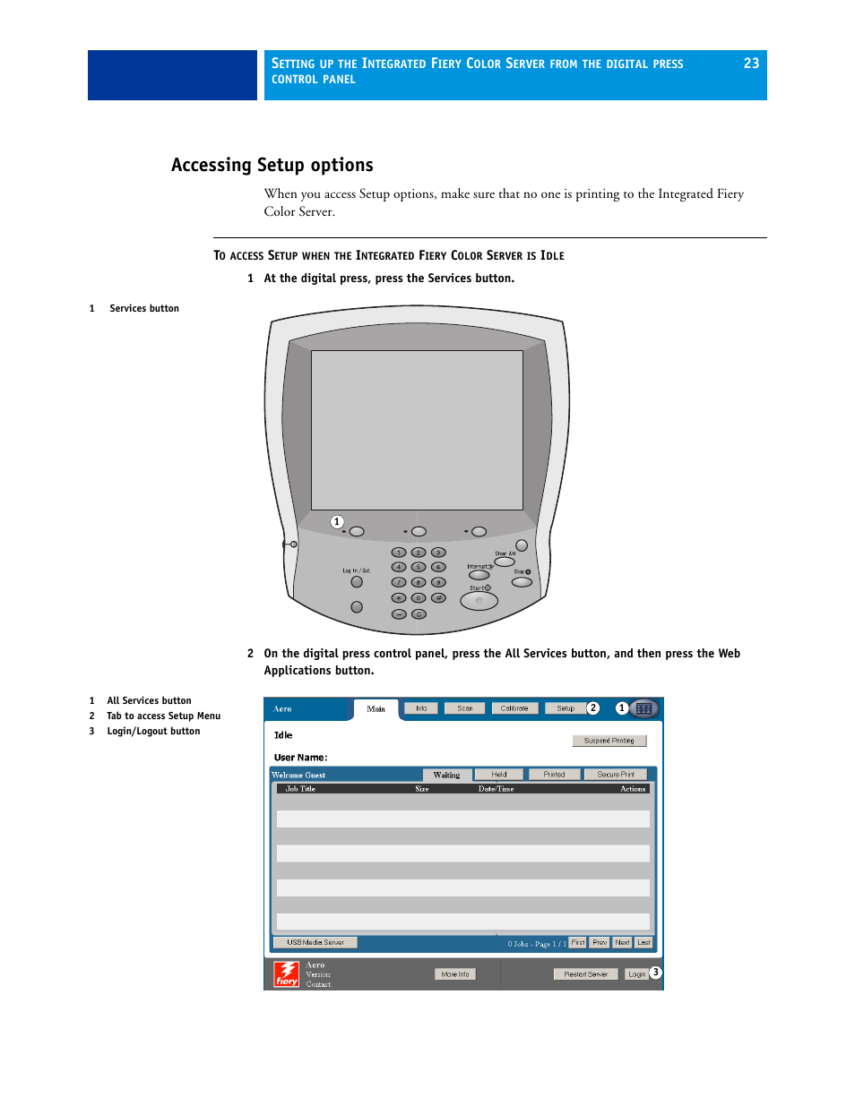 Accessing setup options, L panel | Xerox 700 User Manual | Page 23 / 80