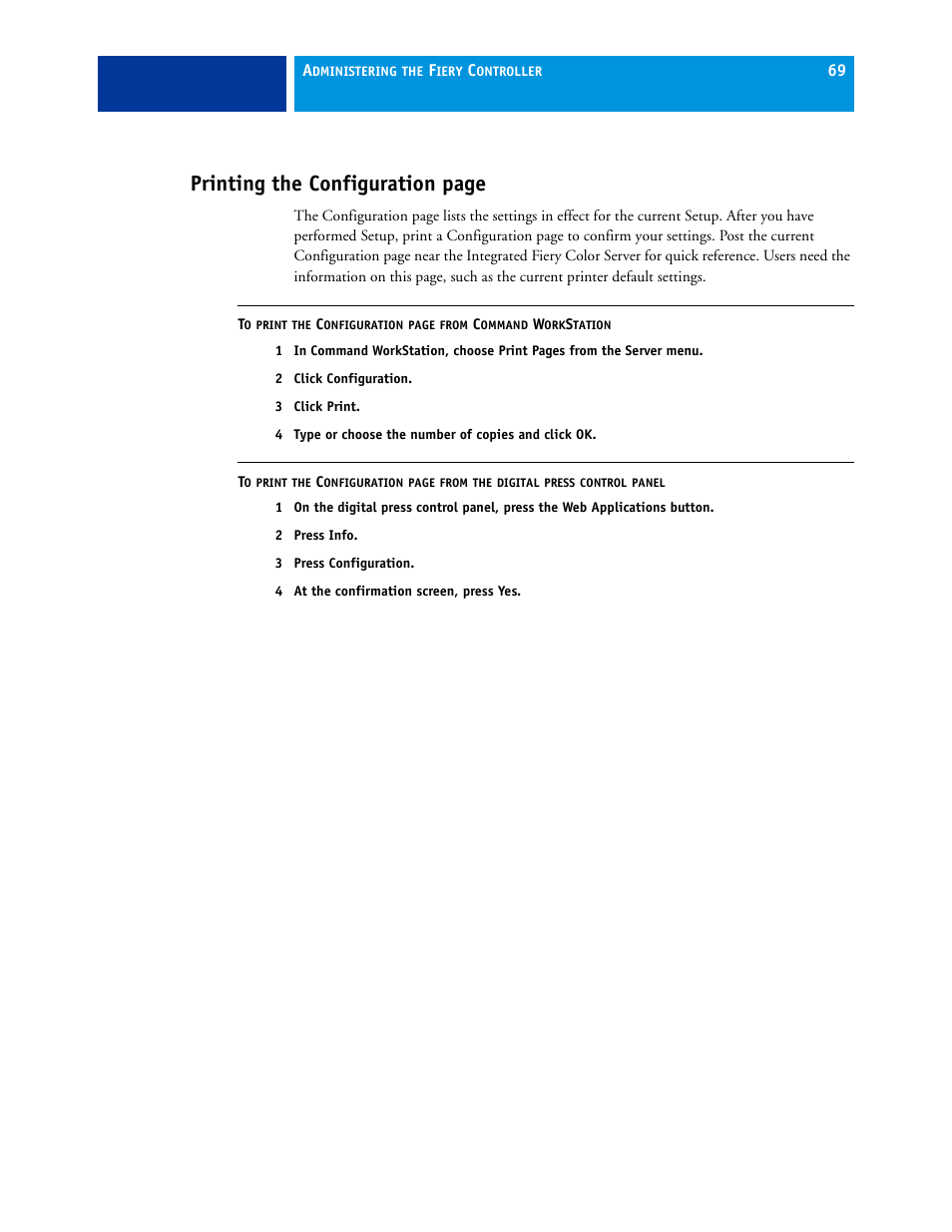 Printing the configuration page | Xerox 700 User Manual | Page 69 / 80