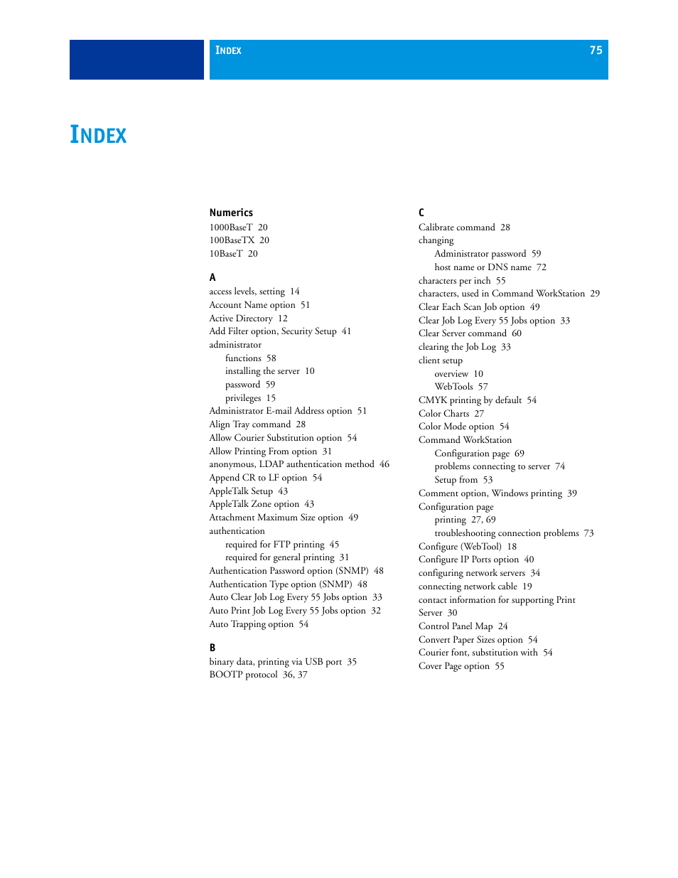 Index, Ndex | Xerox 700 User Manual | Page 75 / 80