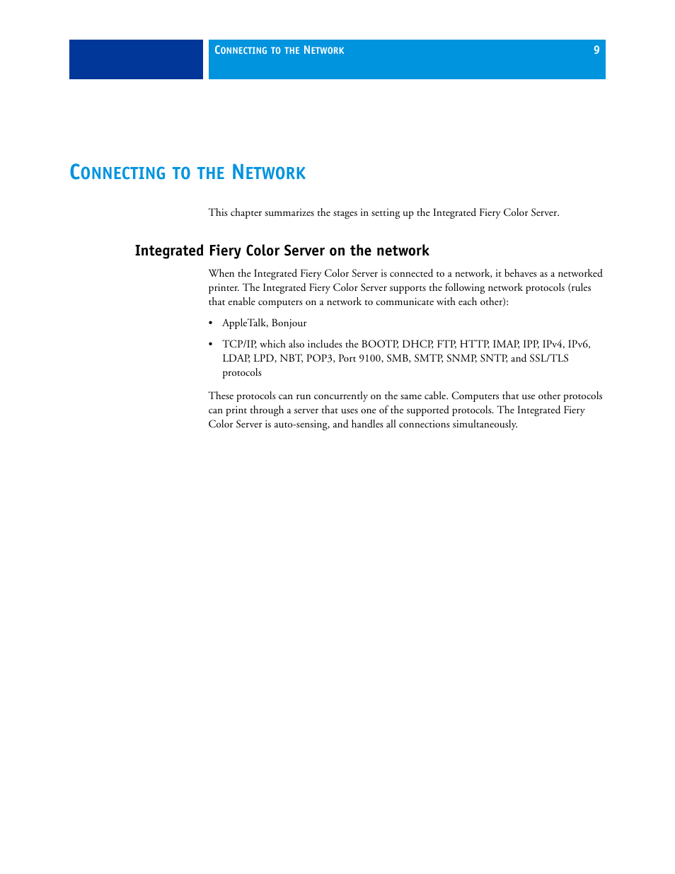 Connecting to the network, Integrated fiery color server on the network, Onnecting | Etwork | Xerox 700 User Manual | Page 9 / 80