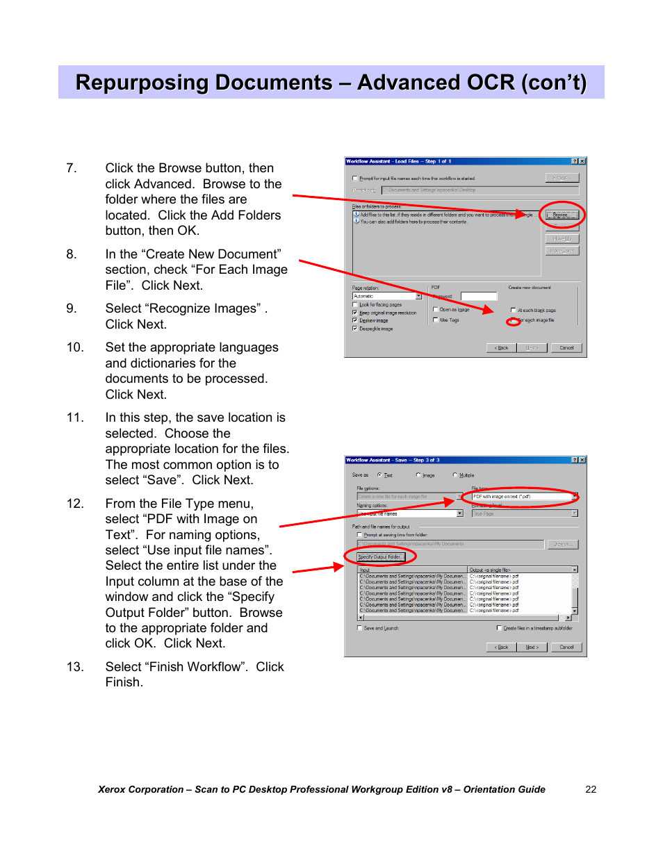 Repurposing documents | Xerox G8144Z User Manual | Page 22 / 23