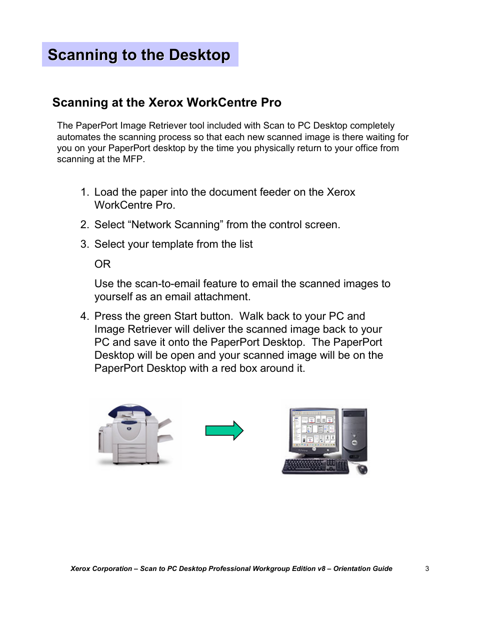 Scanning to the desktop | Xerox G8144Z User Manual | Page 3 / 23