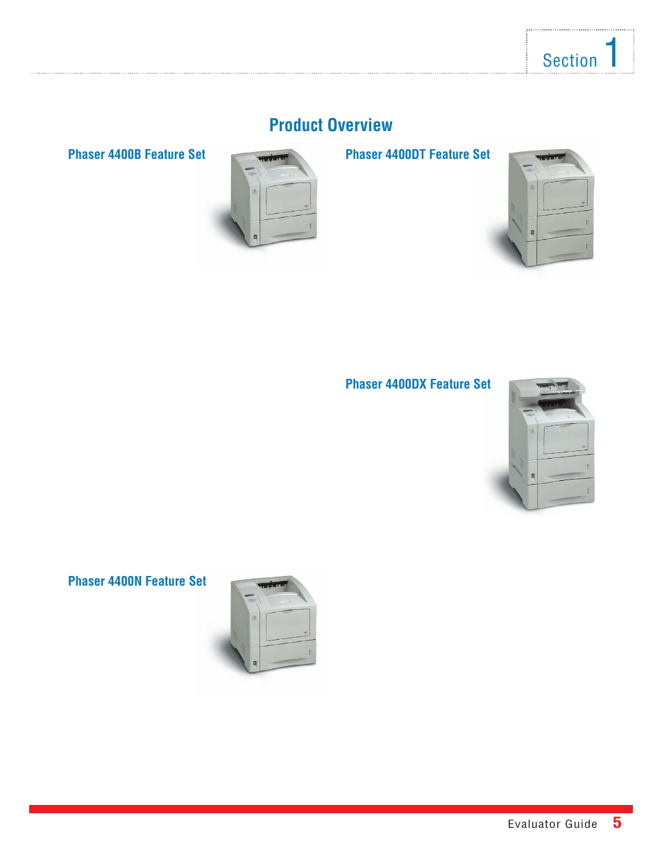 Product overview | Xerox 4400 User Manual | Page 5 / 16