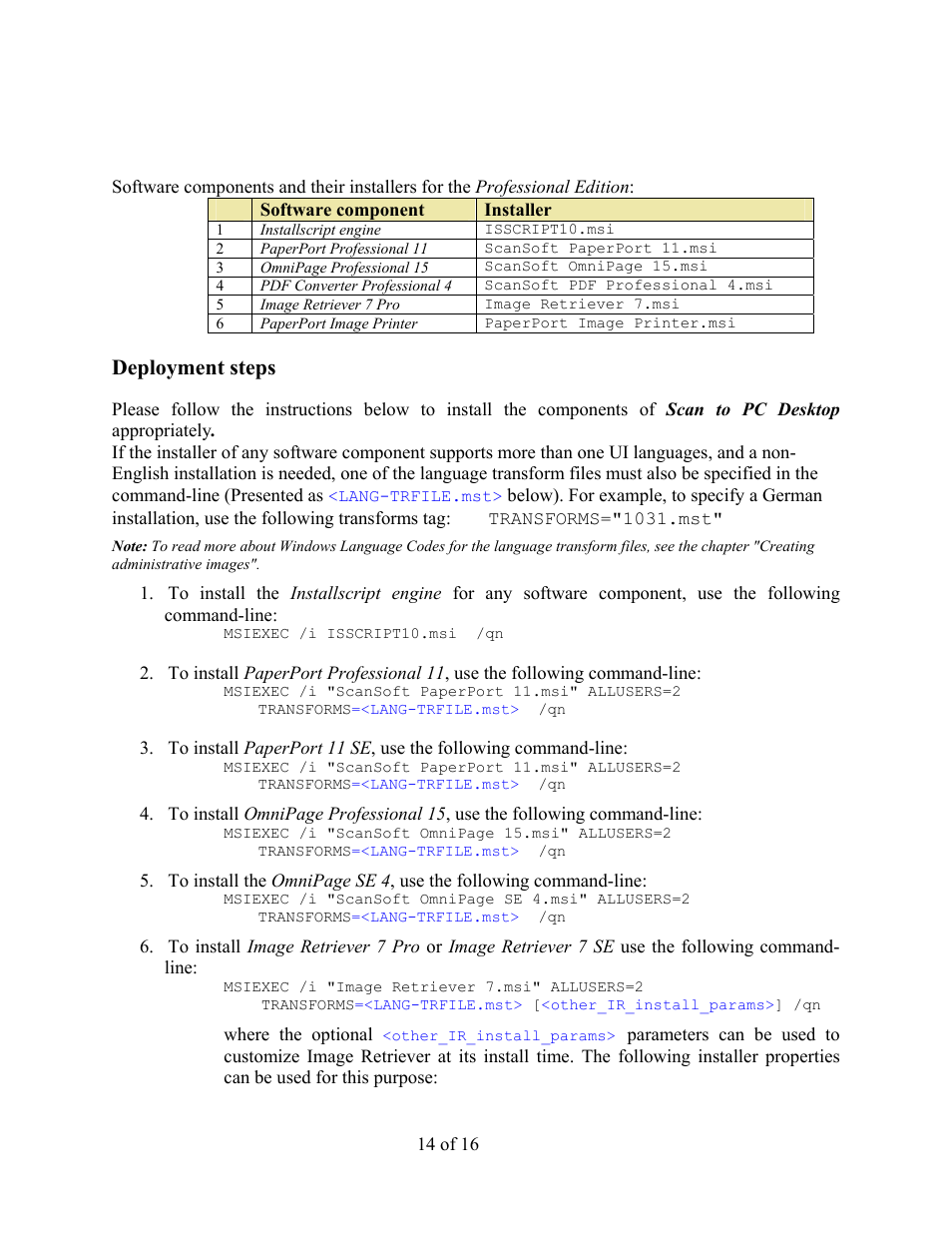 Deployment steps | Xerox V9.0 User Manual | Page 14 / 16