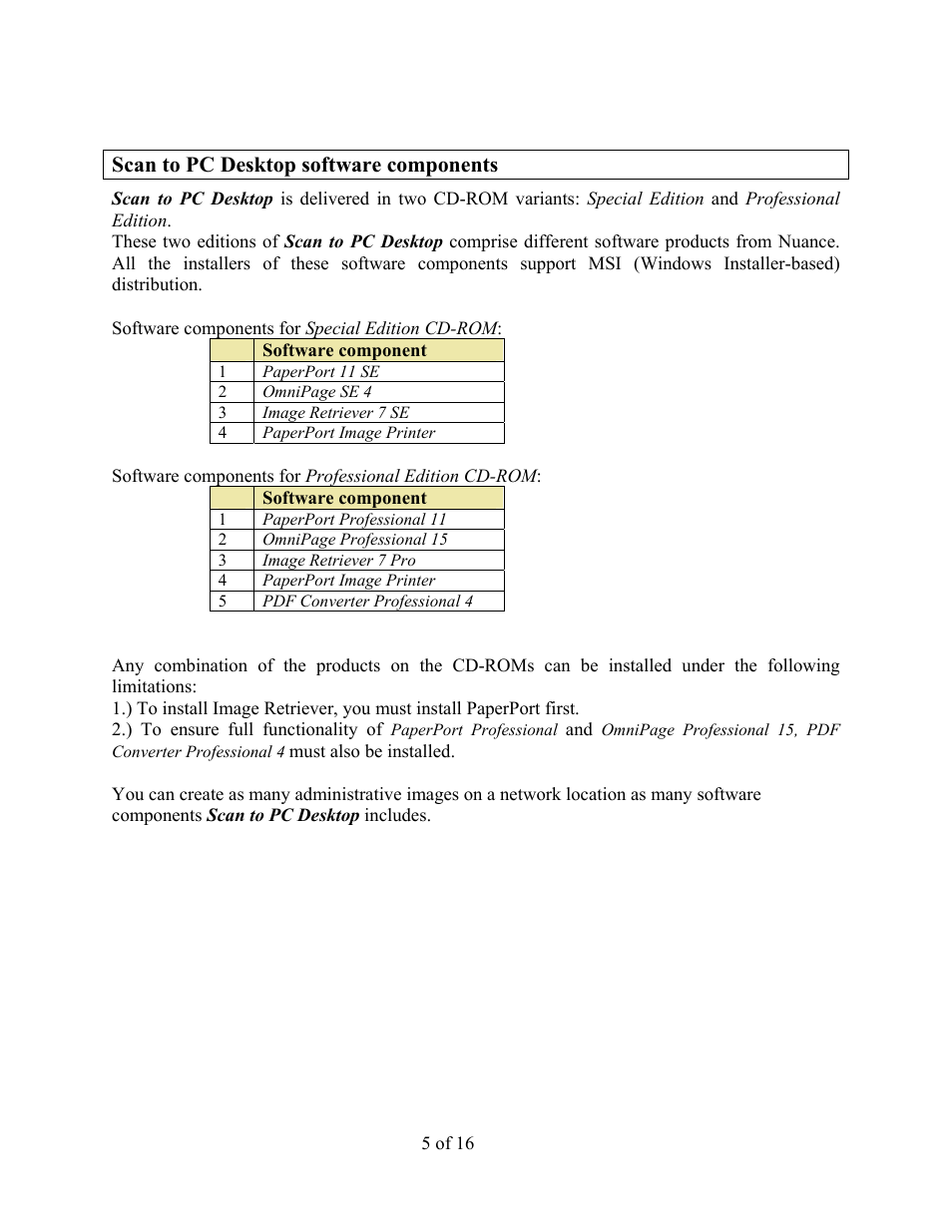 Scan to pc desktop software components | Xerox V9.0 User Manual | Page 5 / 16