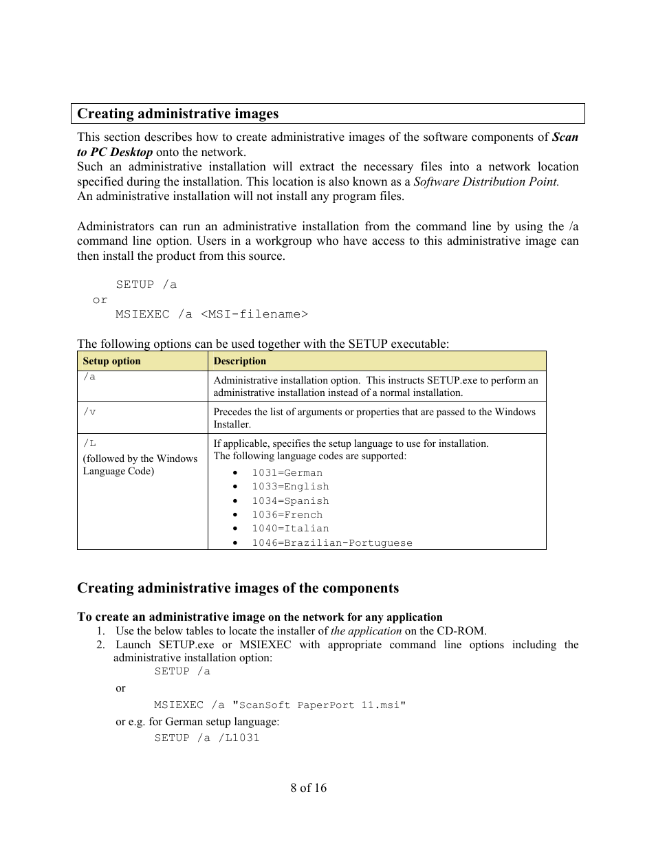 Creating administrative images, Creating administrative images of the components | Xerox V9.0 User Manual | Page 8 / 16