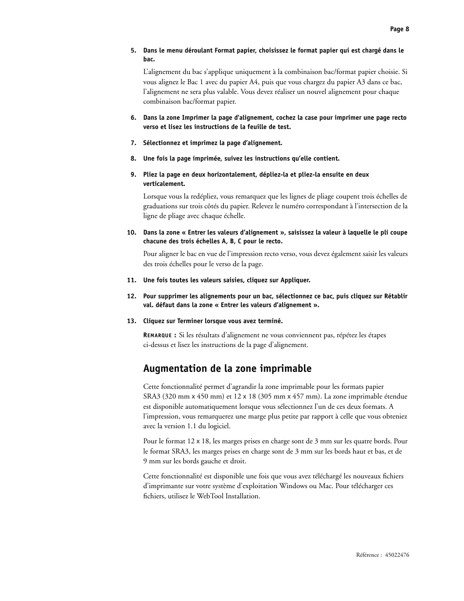 Augmentation de la zone imprimable | Xerox X12 User Manual | Page 18 / 70