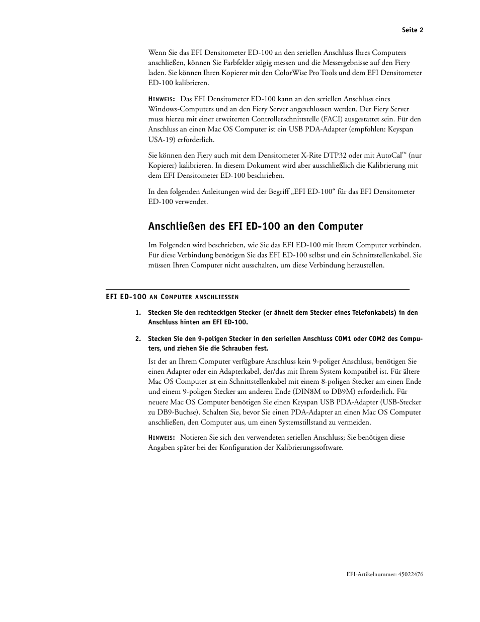 Anschließen des efied-100 an den computer, Anschließen des efi ed-100 an den computer | Xerox X12 User Manual | Page 36 / 70