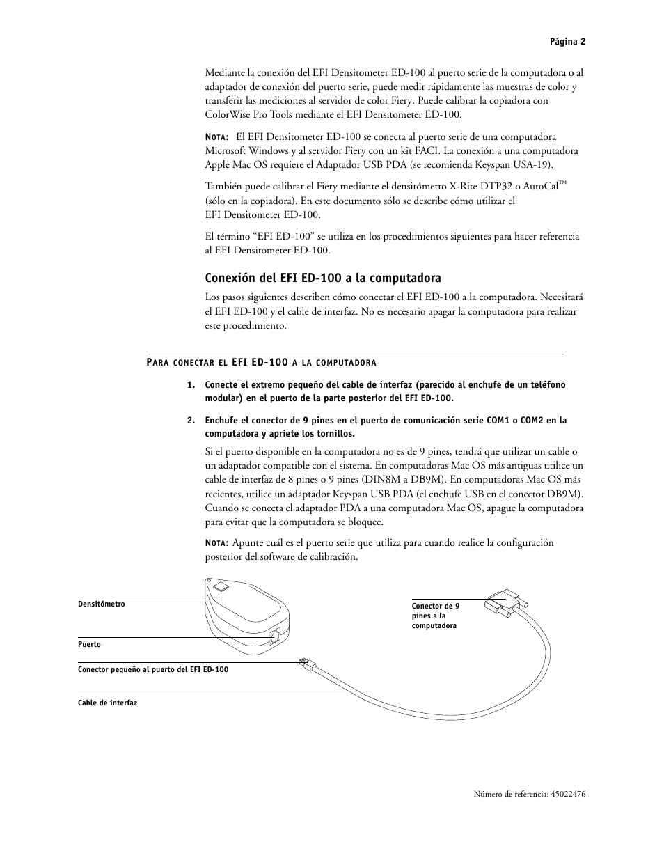 Conexión del efied-100 a la computadora, Conexión del efi ed-100 a la computadora | Xerox X12 User Manual | Page 48 / 70