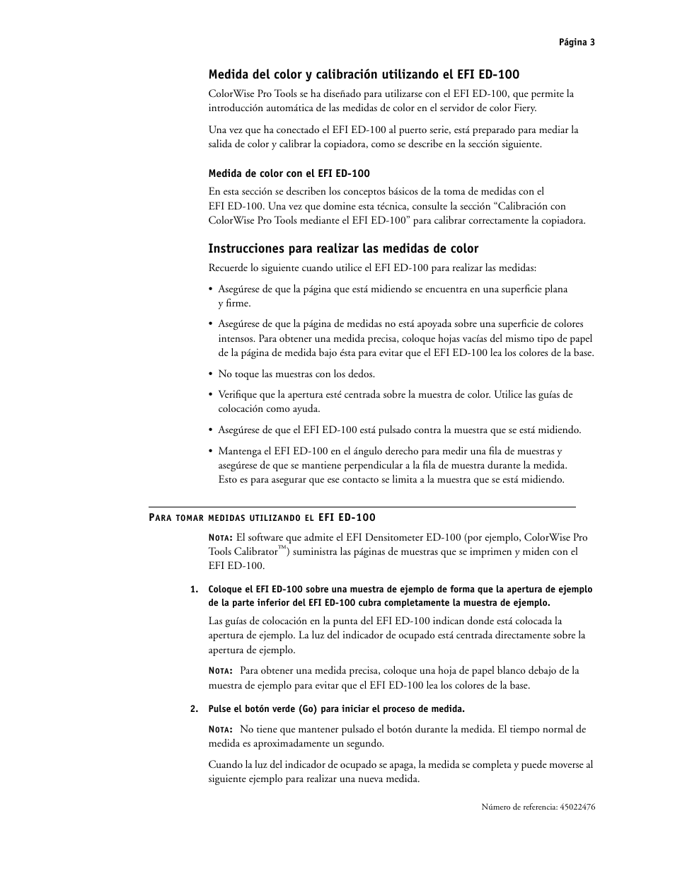 Instrucciones para realizar las medidas de color | Xerox X12 User Manual | Page 49 / 70