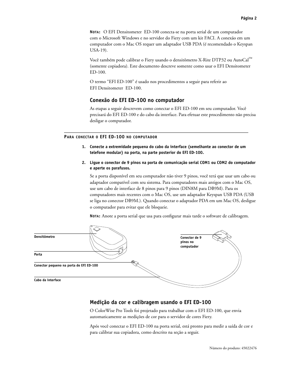 Conexão do efied-100 no computador, Medição da cor e calibragem usando o efied-100, Conexão do efi ed-100 no computador | Medição da cor e calibragem usando o efi ed-100 | Xerox X12 User Manual | Page 60 / 70