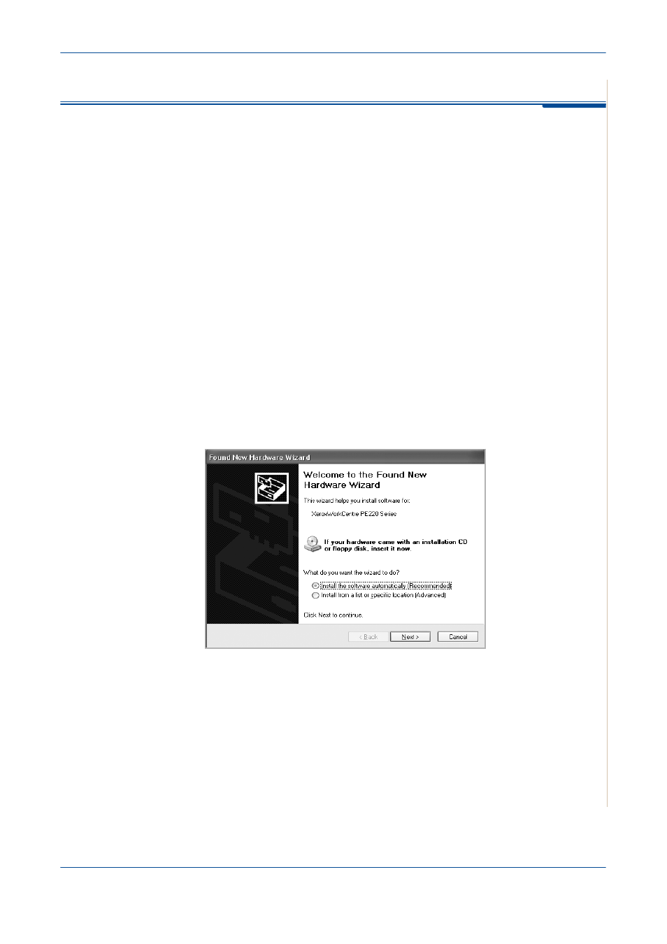 Installing printer software in windows, Installing printer software in windows -3, Installing printer software -3 | Installing printer software | Xerox PE220 User Manual | Page 69 / 200