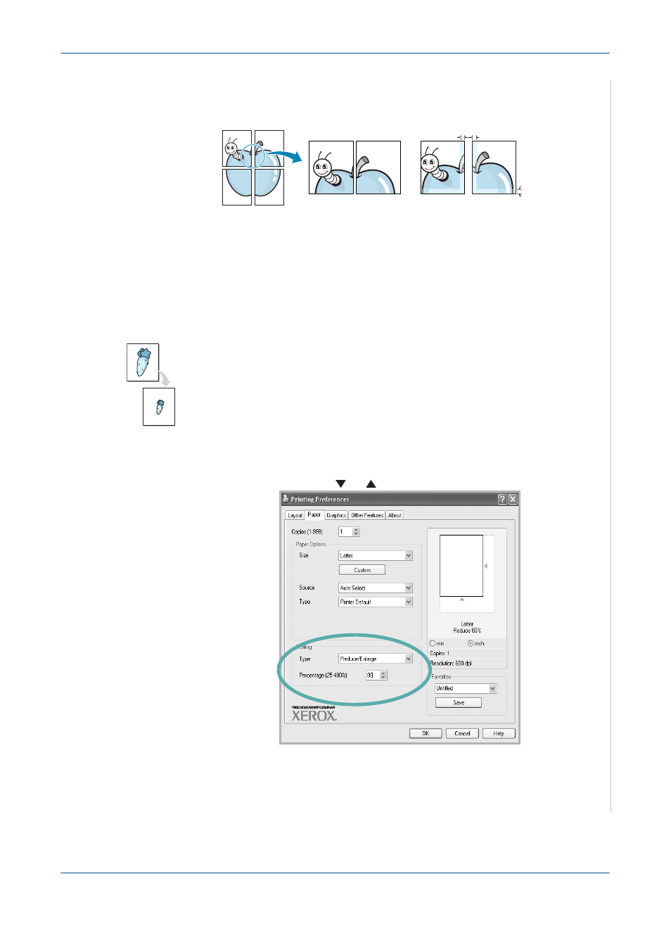 Printing a reduced or enlarged document -19, Printing a reduced or enlarged document | Xerox PE220 User Manual | Page 85 / 200