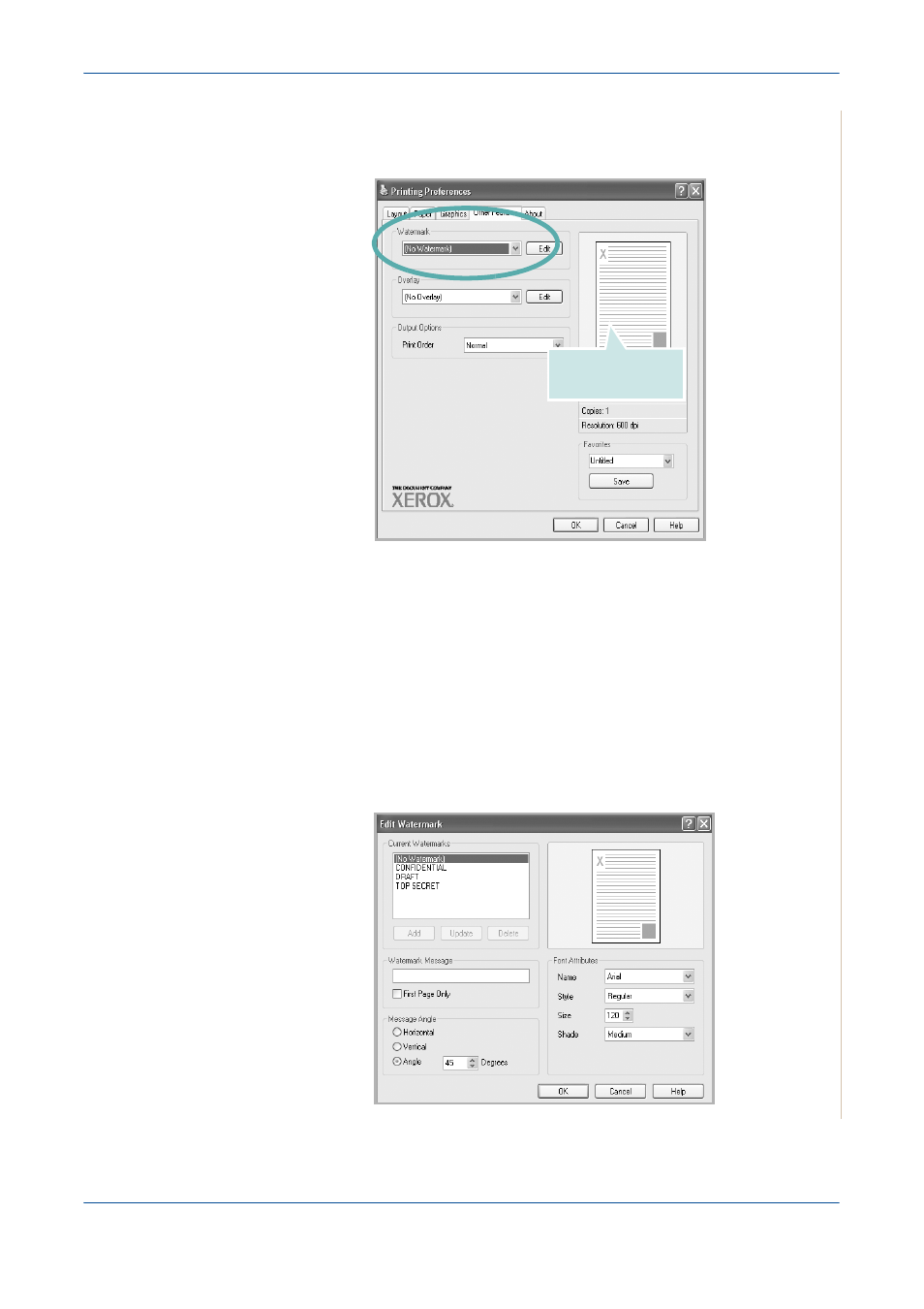 Creating a watermark | Xerox PE220 User Manual | Page 87 / 200