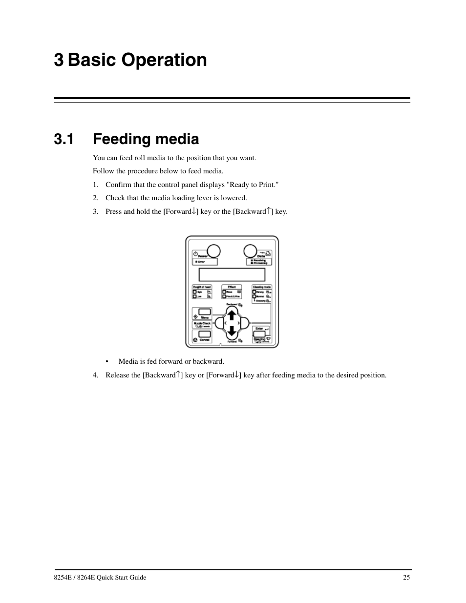 3 basic operation, 1 feeding media, Feeding media | Basic operation | Xerox 8264E  EN User Manual | Page 31 / 50