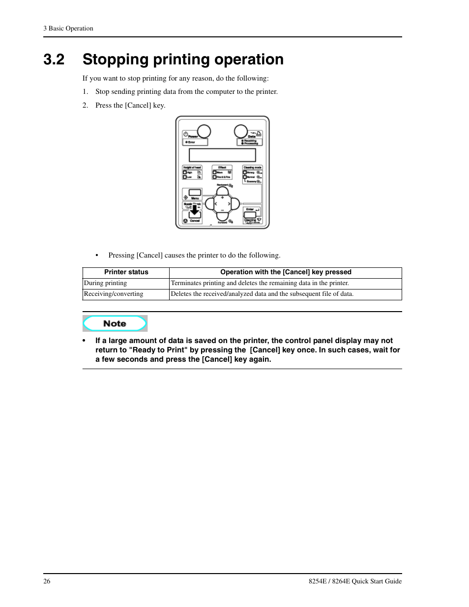 2 stopping printing operation, Stopping printing operation | Xerox 8264E  EN User Manual | Page 32 / 50