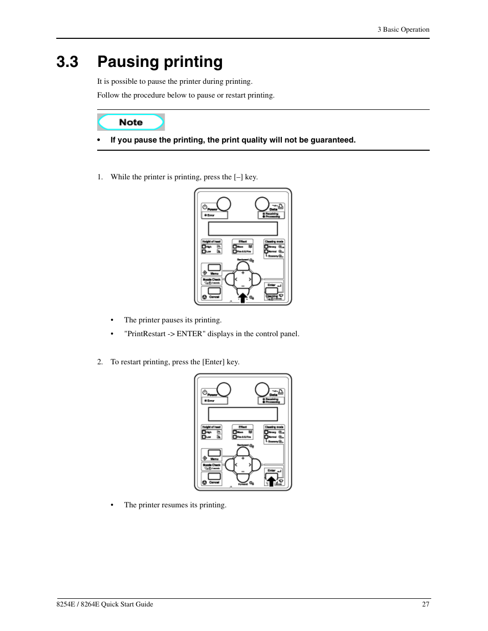 3 pausing printing, Pausing printing | Xerox 8264E  EN User Manual | Page 33 / 50