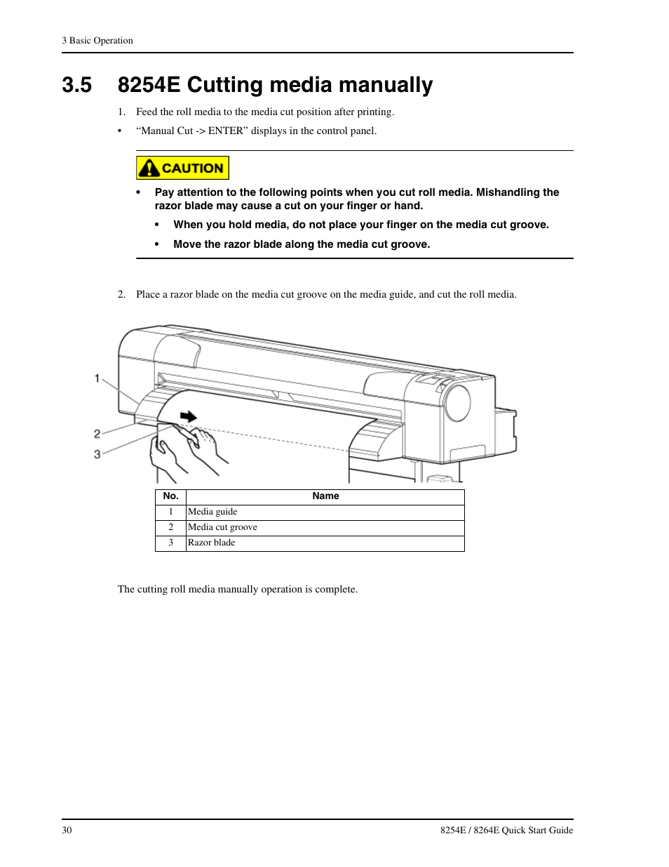 5 8254e cutting media manually, 8254e cutting media manually | Xerox 8264E  EN User Manual | Page 36 / 50