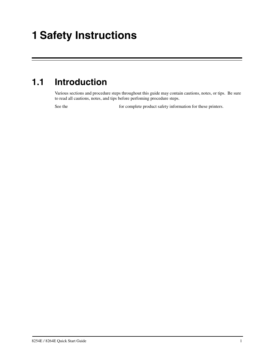 1 safety instructions, 1 introduction, Introduction | Safety instructions | Xerox 8264E  EN User Manual | Page 7 / 50