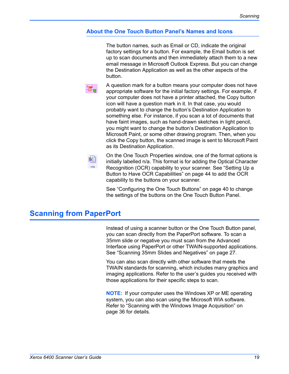 Scanning from paperport | Xerox 6400 User Manual | Page 24 / 103