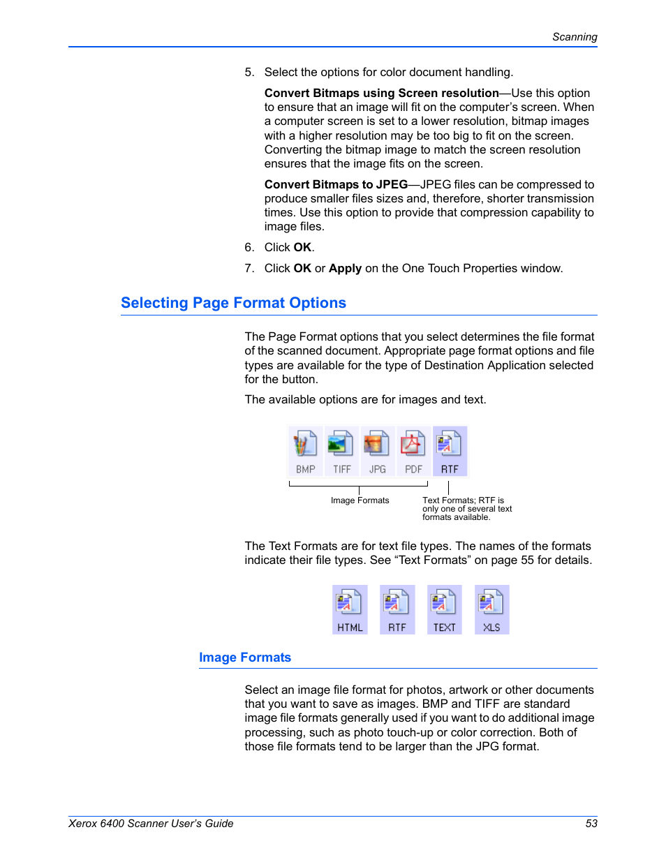 Selecting page format options | Xerox 6400 User Manual | Page 58 / 103