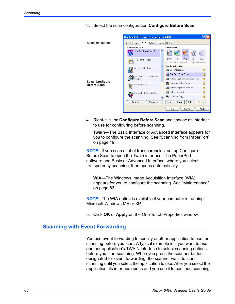 Scanning with event forwarding | Xerox 6400 User Manual | Page 71 / 103