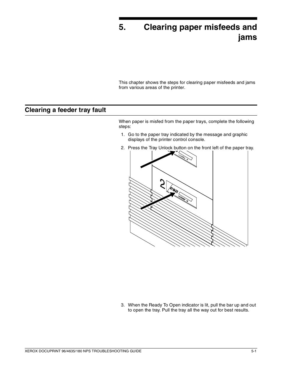 5clearing paper misfeeds and jams | Xerox 180 NPS User Manual | Page 21 / 62