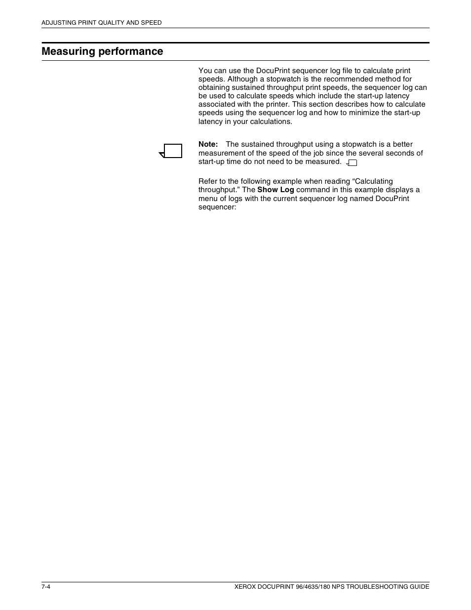 Measuring performance | Xerox 180 NPS User Manual | Page 48 / 62