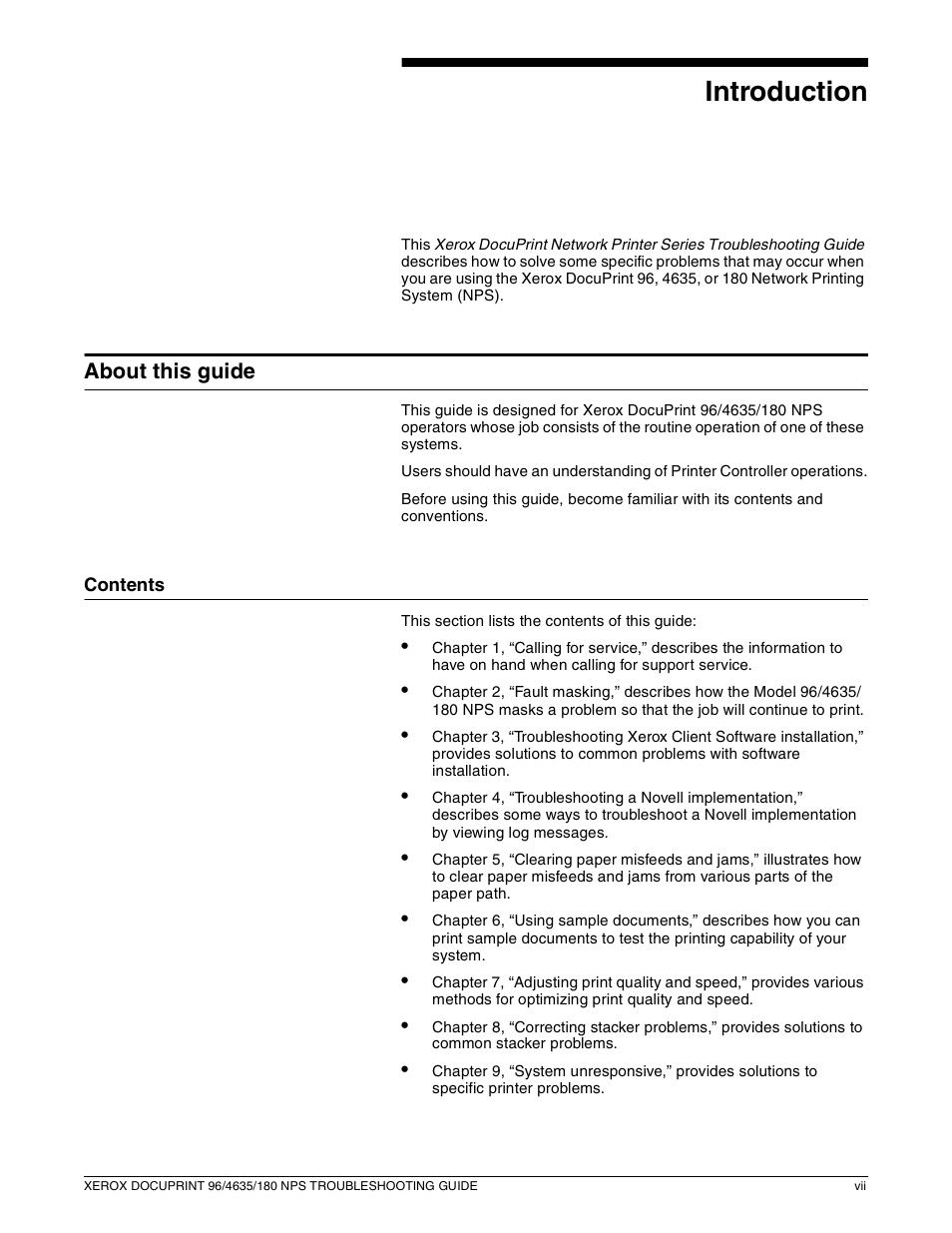 Introduction, About this guide | Xerox 180 NPS User Manual | Page 7 / 62