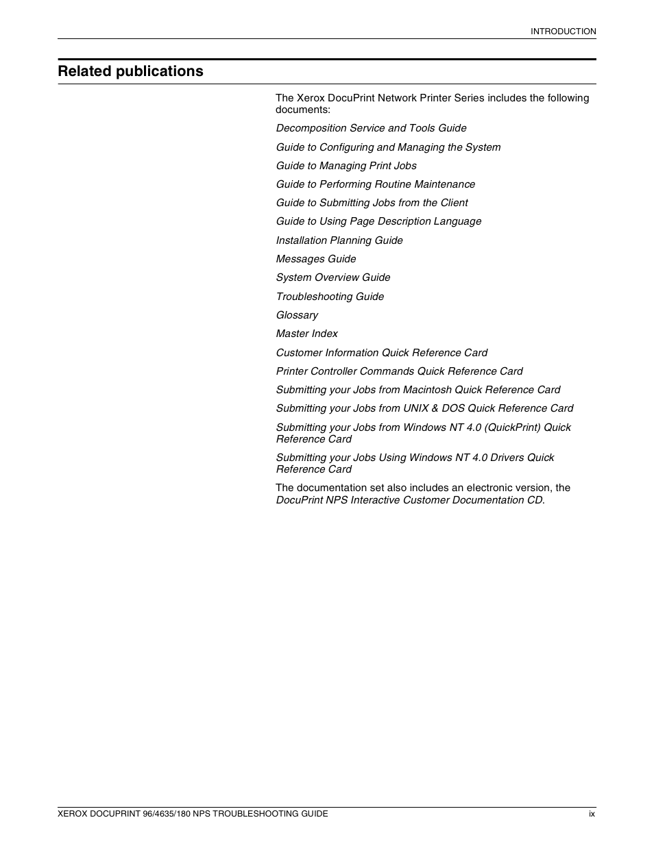 Related publications | Xerox 180 NPS User Manual | Page 9 / 62