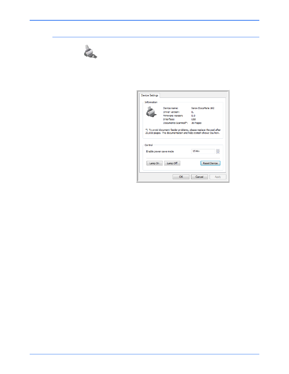 Display the device configuration | Xerox DocuMate 162 User Manual | Page 69 / 98