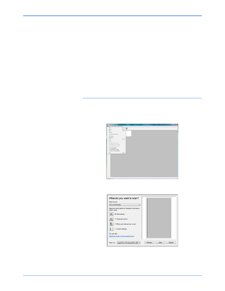 Scanning with the wia interface | Xerox DocuMate 162 User Manual | Page 70 / 98