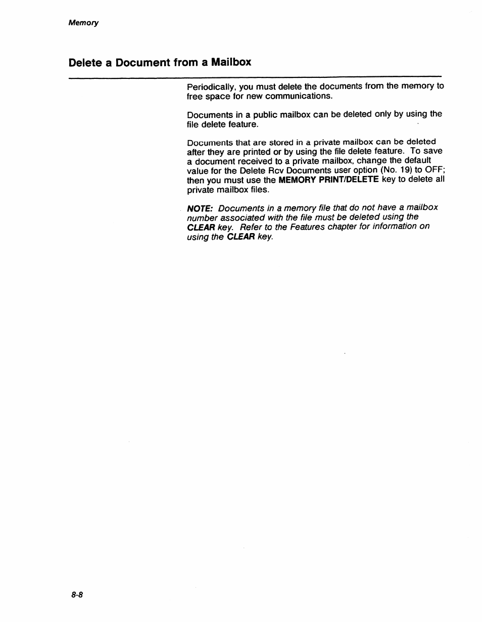 Delete a document from a mailbox, Delete a document from a mailbox -8 | Xerox 7042 User Manual | Page 104 / 182