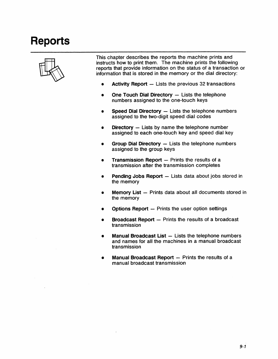 Reports, Reports -1 | Xerox 7042 User Manual | Page 107 / 182