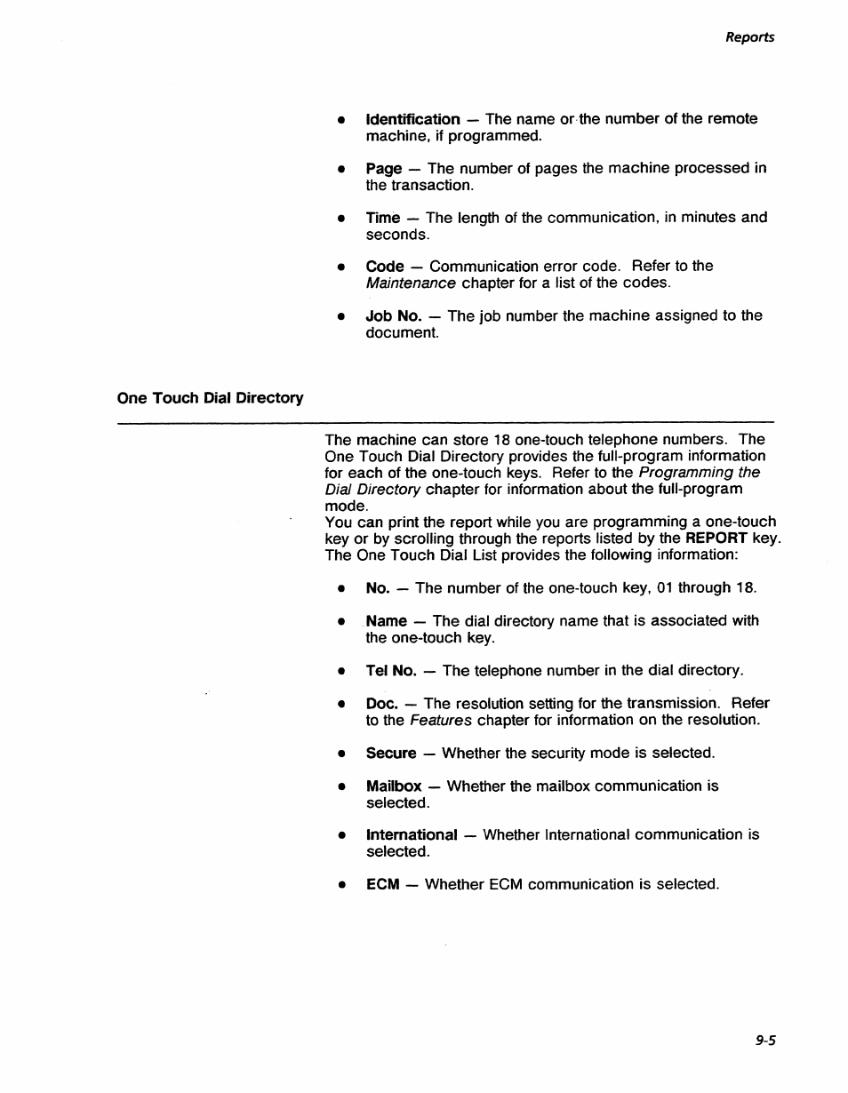 Maintenance, Programming the dial directory, Features | Reports | Xerox 7042 User Manual | Page 111 / 182