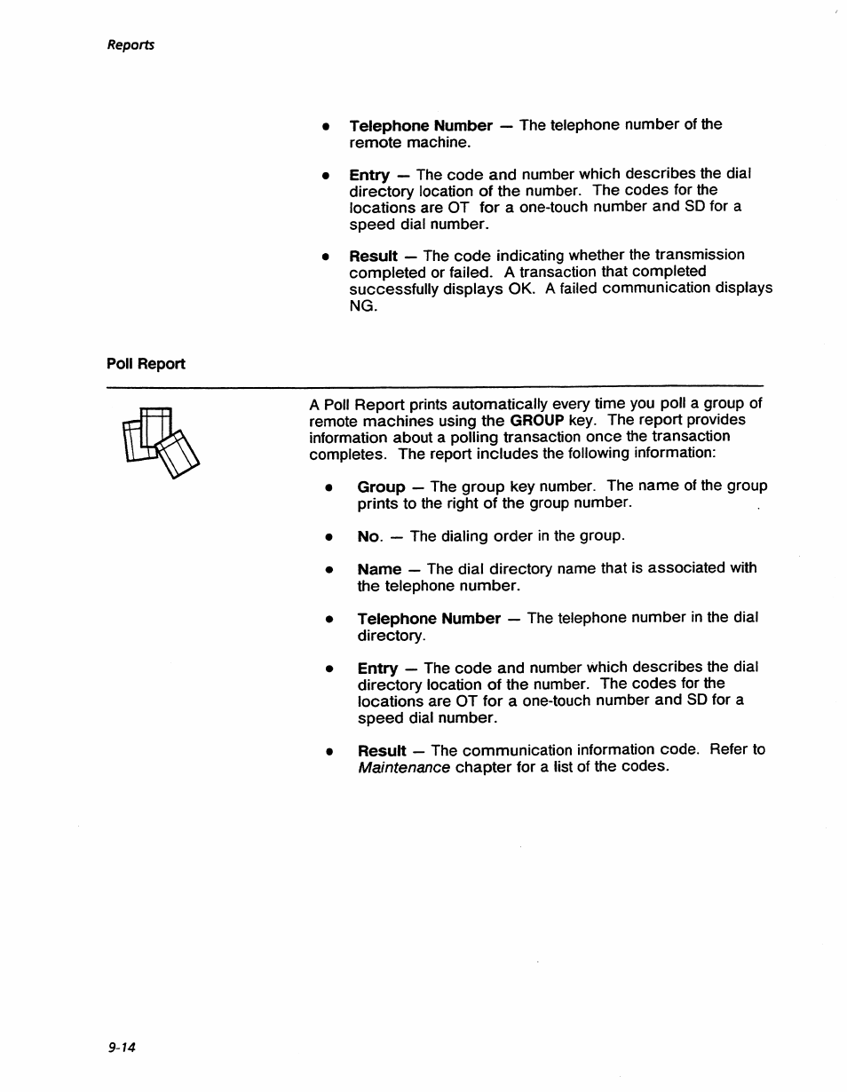 Poll report, Poll report -14, Maintenance | Reports | Xerox 7042 User Manual | Page 120 / 182