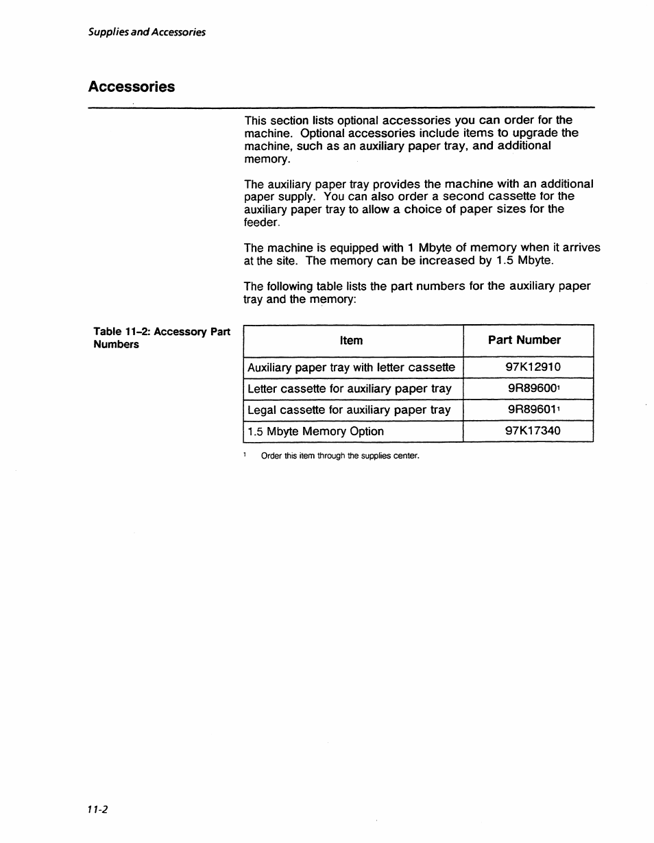 Accessories, Accessories -2, Supplies and accessories | Xerox 7042 User Manual | Page 154 / 182